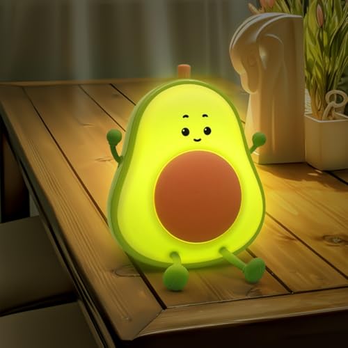 Nachtlicht Avocado, Birnenförmiges Nachtlicht Kinder - Silikon Stilllicht mit Farbwechsel, Dimmbar Touch für Kinderzimmer als Schlaflicht oder Deko Geburtstagsgeschenk (Grün) von Zinueen