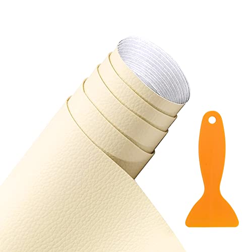 Kunstleder Selbstklebende Lederflicken, Starke Klebrigkeit Leder Flicken Patch Kit Leder Reparatur Patch mit Schaber für Sofa, Möbel, Autositze, Taschen, Jacken, Kopfteil, Handtaschen(Beige, 40*160CM) von Zinueen