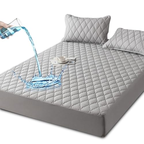 Matratzenschoner Wasserdicht 90x200 cm – Grau Gesteppte Matratzenauflage mit TPU-Schutz, Waschbar & Atmungsaktiv, Spannbettlaken mit Gummizug – Für Kinder & Erwachsene, Dehnbar auf 27cm (200 x 180 cm) Matratzenschoner Wasserdicht 90x200 cm – Grau Gesteppte Matratzenauflage mit TPU-Schutz, Waschbar & Atmungsaktiv, Spannbettlaken mit Gummizug – Für Kinder & Erwachsene, Dehnbar auf 27cm (200 x 180 cm) von Zinueen