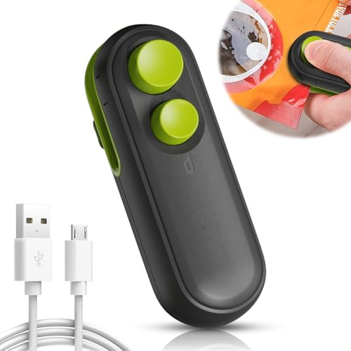 Mini Folienschweißgerät,2024 Neue Wiederaufladbare Mini-Tütenversiegeler und -schneider in Einem, Hält Snacktüten frisch, versiegelt und schneidet in einem Schritt Perfekt für unterwegs Hause (grünen) von Zinueen