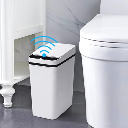 Intelligenter 12L Sensor Küchenabfalleimer - Mülleimer mit Sensor Technologie, Touchless & Wasserdicht - für Büro & Bad - Mülleimer mit Deckel & No Noise Funktion - Weiß von Zinueen