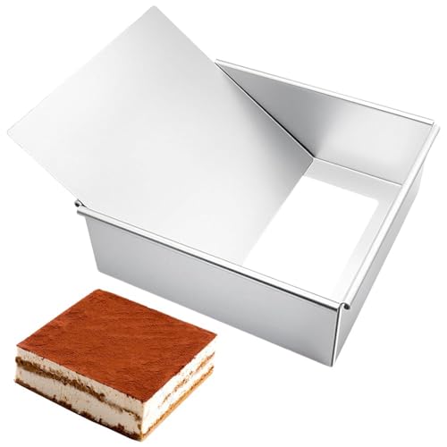 Quadratische Backformen, 8 Zoll, Tiefe Kuchenform eckig Backform Rechteckig Backrahmen Rechteckig Verstellbar Backblech mit Antihaftbeschichtung und losem Boden von Zinueen