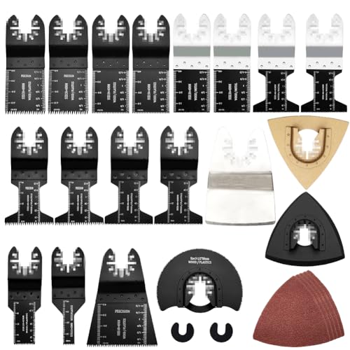 Sägeblätter Kit, 26 Stück Multitool Klingen, Multitool Sägeblätter Set, Multitool Zubehör Oszillierendes Sägeblatt Set Mix Klingen Oszillierwerkzeug Zubehör für Milwaukee, Dewalt, Makita Sägeblätter Kit, 26 Stück Multitool Klingen, Multitool Sägeblätter Set, Multitool Zubehör Oszillierendes Sägeblatt Set Mix Klingen Oszillierwerkzeug Zubehör für Milwaukee, Dewalt, Makita von Zinueen