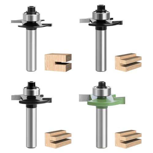 Scheibennutfräser Set - Nutfräser 8mm Schaft - 4-tlg (2mm,3mm,4mm,5mm) mit Kugellagern - Oberfräse Zubehör für Flachdübel, Nut-Feder & Holzbearbeitung - Fräskopf für Oberfräse & Holzfräser für Bohrmas von Zinueen