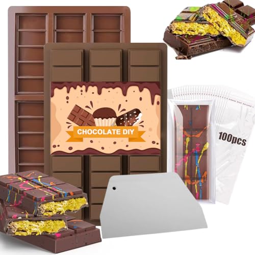 Schokoladen Form Silikon, 2er Set Silikon Form Schokolade - Antihaft Backform für Schokoladentafeln, Süßigkeiten Protein Form für Schokolade Pudding Süßigkeiten - Schokolade Form (A) von Zinueen
