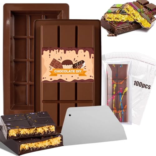 Schokoladen Form Silikon, 2er Set Silikon Form Schokolade - Antihaft Backform für Schokoladentafeln, Süßigkeiten Protein Form für Schokolade Pudding Süßigkeiten - Schokolade Form (C) von Zinueen