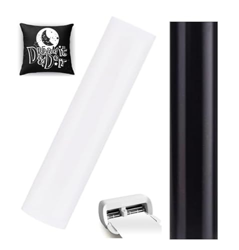 Smart Iron on für Cricut Joy Xtra, 2 Rollen Smart Heat Transfer Vinyl 24cm*200cm Schwarz + Weiß Smart Iron on Vinylfolie Plotter Selbstklebend PU Plotterfolie Textil für DIY Stoffe T-Shirts von Zinueen