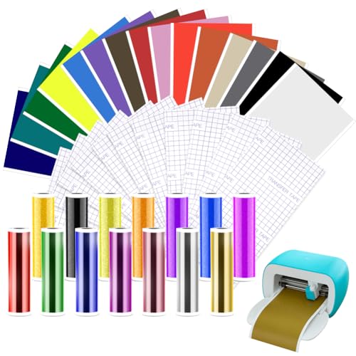 Zinueen 40 Stück Smart Vinyl Permanent für Cricut Joy, Vinyl Plotter Film Smart Metallic Vinyl Smart Glitzer Vinyl Plotterfolie Selbstklebend Transferfolie Plotter Set für DIY Tassen, Auto,Dekoration von Zinueen