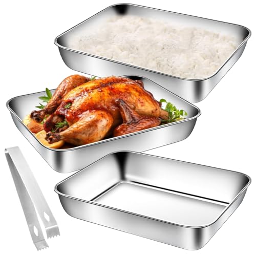 Zinueen Panierschalen Set 3-teilig, Küchenhelfer Set Edelstahl, Rechteckig, 25x19x5cm, für Panierstraße & Gebratenes Fleisch/Fisch - Lebensmittelqualität Zinueen Panierschalen Set 3-teilig, Küchenhelfer Set Edelstahl, Rechteckig, 25x19x5cm, für Panierstraße & Gebratenes Fleisch/Fisch - Lebensmittelqualität von Zinueen