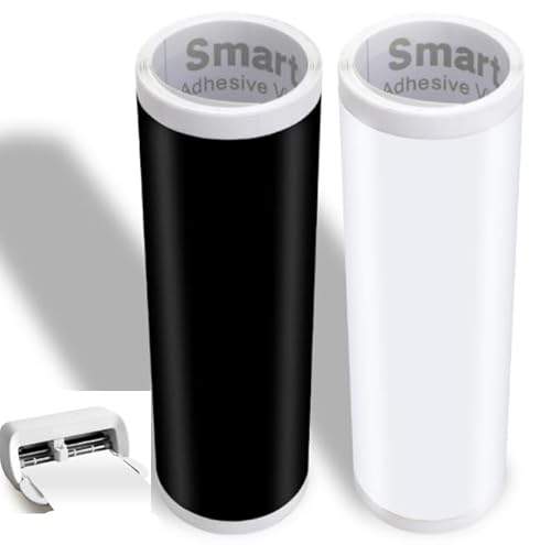 Zinueen Smart Vinyl Permanent für Cricut Joy Xtra, 2 Rollen Extra Smart Adhesive Vinyl Permanent 24x200cm Schwarz & Weiß Plotterfolie Selbstklebend Vinyl Roll für DIY Tassen Autos Banner Dekorations Zinueen Smart Vinyl Permanent für Cricut Joy Xtra, 2 Rollen Extra Smart Adhesive Vinyl Permanent 24x200cm Schwarz & Weiß Plotterfolie Selbstklebend Vinyl Roll für DIY Tassen Autos Banner Dekorations von Zinueen