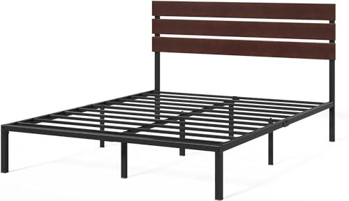 Zinus Figari Bett 140x200 cm - Höhe 31cm mit Stauraum unter dem Bett - Nachhaltiger Bambus- und Metall-Plattformbettrahmen mit Lattenkopfteil - Braun und Schwarz von Zinus