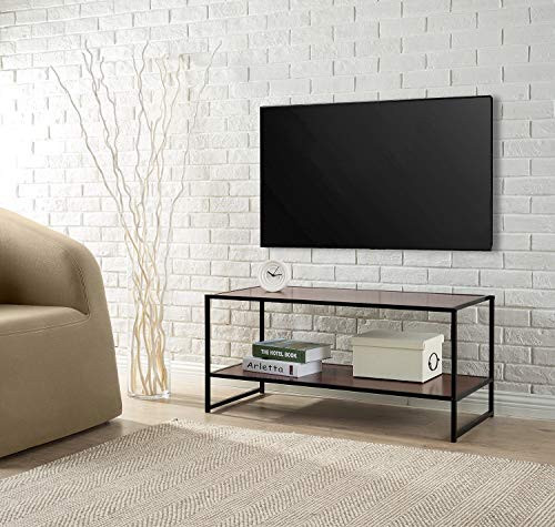 Zinus Garrison TV-Ständer 101x43x45 cm - TV-Ständer mit Ablagen - Medienständer mit Metallrahmen - Mehrzweck-Couchtisch - Schwarz von Zinus