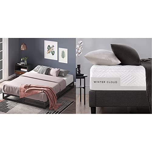 Zinus Joseph 15 cm Metallrahmenbett Lattenrost Holzlattenunterstützung Stauraum unter dem Bett 180 x 200cm Schwarz Winter Cloud Memory Schaum Matratze von Zinus