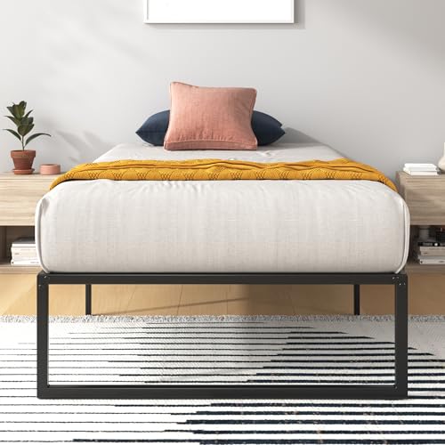 Zinus Lorelai Bett 90x200 cm - Höhe 36 cm mit Stauraum unter dem Bett - Metall-Plattformbettrahmen - Schwarz von Zinus