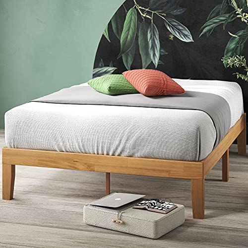Zinus Moiz Bett 90x200 cm - Höhe 35 cm mit Stauraum unter dem Bett - Holz Plattform Bettrahmen mit Holzlattenrost - Natural Brown von Zinus