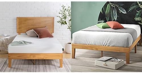 Zinus Bündel- Schaummatratze 90x200 cm aus Memory Foam + Moiz Bett 90x200 cm - Plattform Bett aus Holz - Braun Zinus Bündel- Schaummatratze 90x200 cm aus Memory Foam + Moiz Bett 90x200 cm - Plattform Bett aus Holz - Braun von Zinus