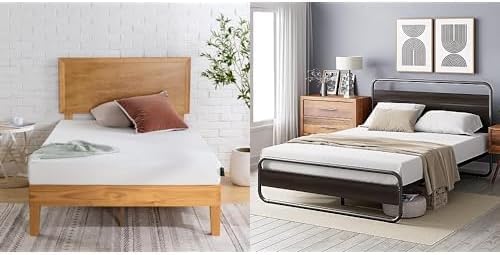 Zinus Bündel- Schaummatratze 90x200 cm aus Memory Foam + Soren Bett 90x200 cm - Metall plattform Bett mit kopfteil - Schwarz von Zinus