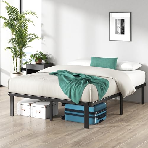 Zinus Caleb Super-Kingsize-Bettgestell – Bett 180 x 200 cm – 36 cm Höhe – Metallbettrahmen mit Unterbettkommode und Stahllattenstütze – faltbares Bett – Schwarz von Zinus