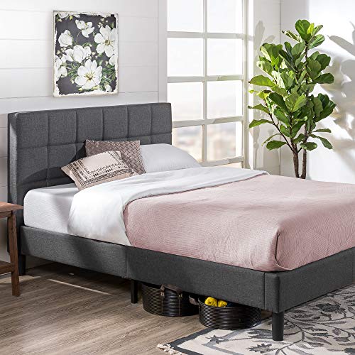 Zinus EU-FSPB-J Upholstered Square Stitched Platform Bed, Metal/Wood/Fabric, Single von Zinus