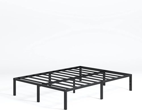 Zinus Yelena Bett 140 x 190 cm – Bettgestell 36 cm hoch mit Stauraum unter dem Bett – Plattformbett aus Metall mit Lattenrost aus Stahl – Schwarz von Zinus