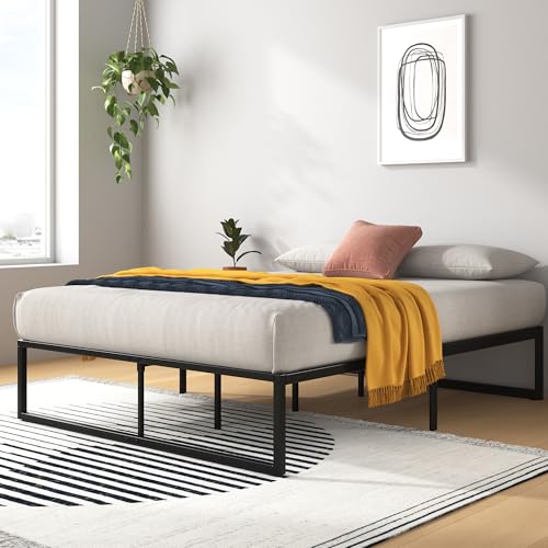 Zinus Lorelai Bett 120 x 190 cm – Bettgestell 35,5 cm Höhe mit Stauraum unter dem Bett – Plattformbett aus Metall – Schwarz von Zinus