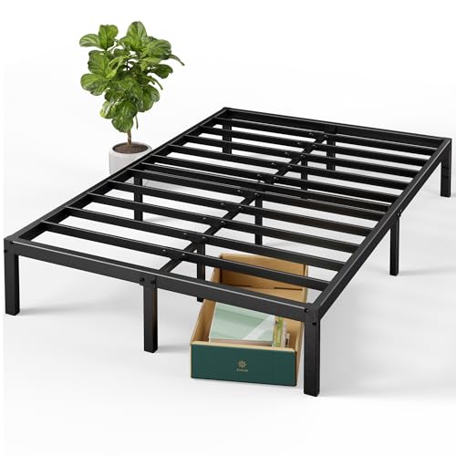 Zinus Elias Bett 135 x 190 cm - 36 cm Höhe mit Stauraum unter dem Bett - Metall-Plattformrahmen - Schwarz von Zinus