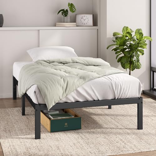 Zinus Elias Bett 90x200 cm - Höhe 36 cm mit Stauraum unter dem Bett - Metall-Plattformbettrahmen - Schwarz von Zinus