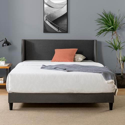 Zinus Evelyn Bett 180x200 cm - Höhe 25 cm - Gepolstertes Bettgestell mit breitem Wingback-Kopfteil - Dunkelgrau Zinus Evelyn Bett 180x200 cm - Höhe 25 cm - Gepolstertes Bettgestell mit breitem Wingback-Kopfteil - Dunkelgrau von Zinus