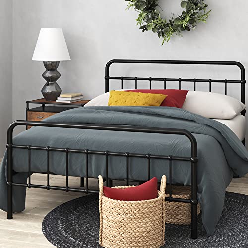 Zinus Florence Bett 90 x 190 cm – 30 cm hoch – Einzelbett – Plattform-Bett aus Metall mit Kopfteil und Fußteil – Schwarz von Zinus