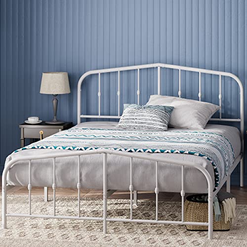 Zinus Heidi Bett 140 x 190 cm – 31 cm hoch – Doppelbett – Bettgestell aus Metall mit Kopfteil und Fußteil – Weiß von Zinus