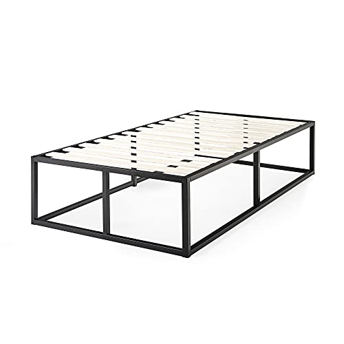 Zinus Joseph Metallbett 46 cm | Matratzenauflage | Lattenrost aus Holz | Aufbewahrung unter dem Bett | 90 x 190 cm | Schwarz von Zinus