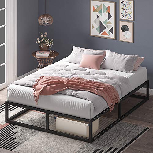 Zinus Joseph Bett 150 x 200 cm - Höhe 25 cm mit Stauraum unter dem Bett - Plattform-Bettgestell aus Metall mit Holzlattenhalter - Schwarz von Zinus