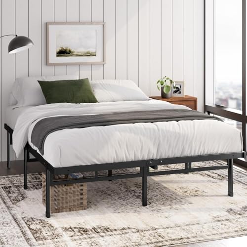 Zinus Justin Bett 160 x 200 cm – 36 cm Höhe mit Stauraum unter dem Bett – Plattformbett aus Metall – Schwarz von Zinus