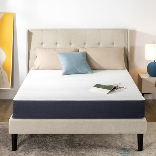 Zinus Konventionelle Bettmatratze, Schaumstoff, Weiß, Marineblau, 160 x 200 cm von Zinus