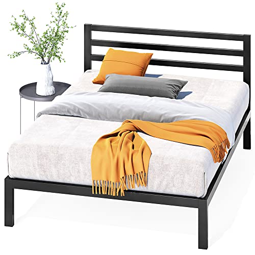 Zinus Mia Plattformrost aus Metall, 36 cm Modern mit Kopfteil | Lattenrost aus Holz | einfach zu montieren | Stauraum unter dem Bett | 160 x 200 cm | Schwarz von Zinus