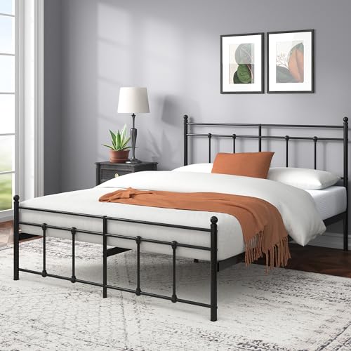 Zinus Nicholas Metall-Bett mit Kopfteil und Fußteil, 160 x 200 cm, 31 cm hoch, Stahl-Matratzen-Plattform, einfache Montage von Zinus