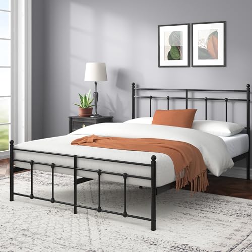 Zinus Nicholas Bett 160 x 200 cm – 31 cm hoch – King-Bett – Bettgestell aus Metall mit Kopf- und Fußteil – Schwarz Zinus Nicholas Bett 160 x 200 cm – 31 cm hoch – King-Bett – Bettgestell aus Metall mit Kopf- und Fußteil – Schwarz von Zinus