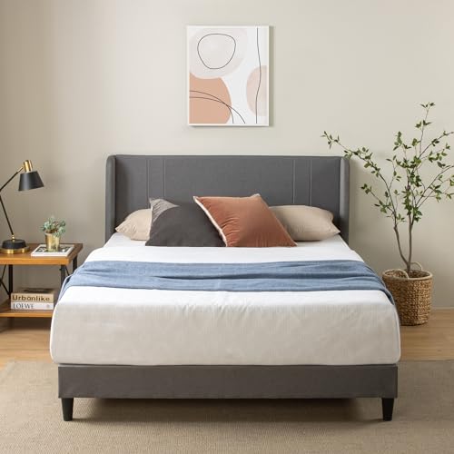 Zinus Sasha Bett 135 x 190 cm - Höhe 25 cm - gepolsterter Plattform-Lattenrost mit klappbarem Kopfteil und Bambuslamellenhalter - Mittelgrau Zinus Sasha Bett 135 x 190 cm - Höhe 25 cm - gepolsterter Plattform-Lattenrost mit klappbarem Kopfteil und Bambuslamellenhalter - Mittelgrau von Zinus