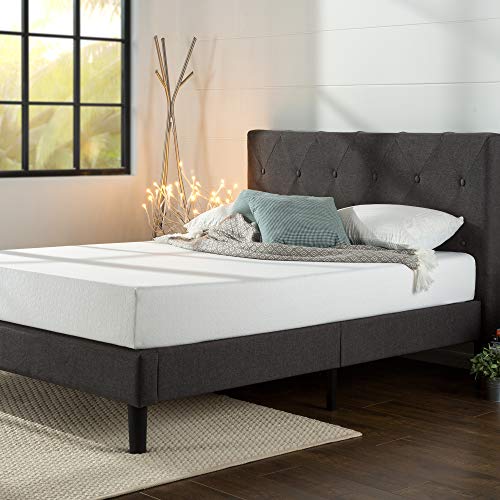 Zinus Shalini Bett 150 x 190 cm – Höhe 35 cm – gepolsterter Plattformrahmen mit Kopfteil und Holzlattenhalter – Dunkelgrau Zinus Shalini Bett 150 x 190 cm – Höhe 35 cm – gepolsterter Plattformrahmen mit Kopfteil und Holzlattenhalter – Dunkelgrau von Zinus
