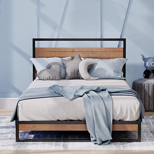 Zinus Suzanne 17,8 cm Metal and Wood Plattform Bed with Headboard, Black, 90 x 190 x 17,8 cm von Zinus