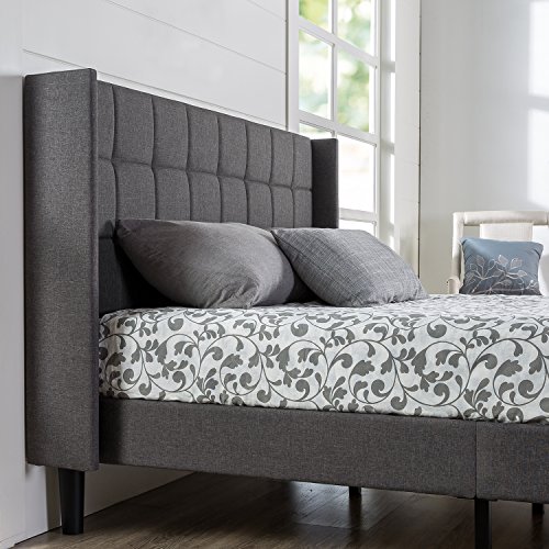 Zinus Upholstered Square Stitched Wingback Platform Bed Super King von Zinus