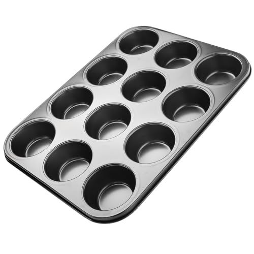 Zioliopaner Muffinform mit 12 antihaftbeschichteten Törtchen für Mini-Kuchen, Torten, Kekse, Muffins, Cupcakes, aus Edelstahl (schwarz) von Zioliopaner