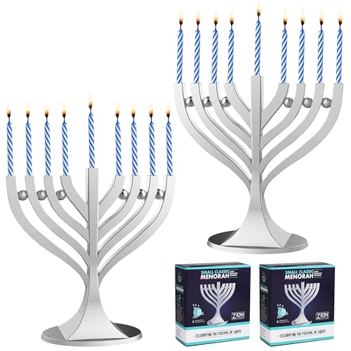Zion Judaica Mini-Menora mit 44 Geburtstagskerzen, kleine Reise-Minorah mit Chanukka-Kerzen für unterwegs, Silber, Chanukka, Menora, Geschenk Zion Judaica Mini-Menora mit 44 Geburtstagskerzen, kleine Reise-Minorah mit Chanukka-Kerzen für unterwegs, Silber, Chanukka, Menora, Geschenk von Zion Judaica Ltd