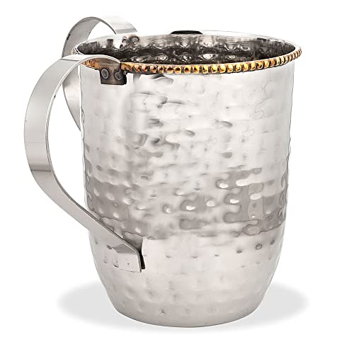 Zion Judaica Pesach Seder Waschbecher 12,7 cm, eleganter gehämmerter Metall-Waschbecher mit Messingperlenrand, Netilas Yudieim Gefäß mit Doppelgriffen, Netilat Yadayim Passover Seder Zion Judaica Pesach Seder Waschbecher 12,7 cm, eleganter gehämmerter Metall-Waschbecher mit Messingperlenrand, Netilas Yudieim Gefäß mit Doppelgriffen, Netilat Yadayim Passover Seder von Zion Judaica Ltd