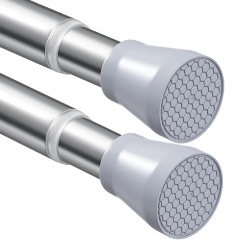 Zipglo 2 Stück Gardinenstange ohne Bohren 70-127cm Duschvorhangstange Teleskopstange Vorhangstange Kleiderstangen Spannstange Verstellbare für Badezimmer, Fenster, Küche, Schrank, Silber von ZipGlo