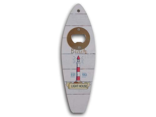 Zippel Maritimer Flaschenöffner Kapselheber Surfbrett Leuchtturm 20 cm MDF, Metall von Zippel