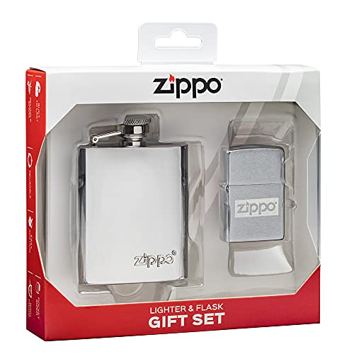 Zippo Feuerzeug & Flask Geschenkset, Silber von Zippo