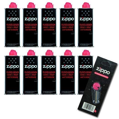 Zippo Feuerzeugbenzin Set 10x Benzin Original Benzin je 125 ml | 1 x 6 Stück Feuerstein von Zippo