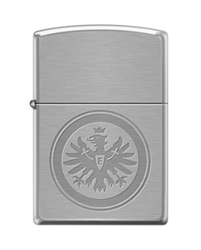 Original Zippo Feuerzeug Eintracht Frankfurt Chrom matt NEU Logo weiß - Sturmfeuerzeug Lighter SGE Fan von Zippo