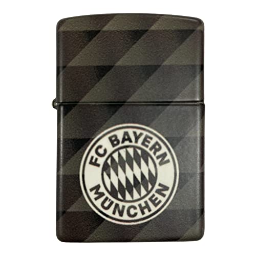 Original Zippo Feuerzeug FC Bayern München grau 540° matt Druck NEU Stadion Design - Sturmfeuerzeug Lighter FCB Fan von Zippo